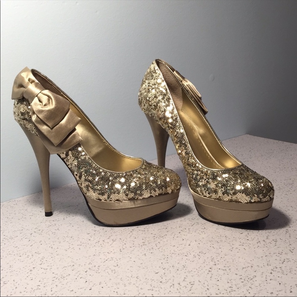 Platinum bp Gold sequined Formal Wear Shoe…